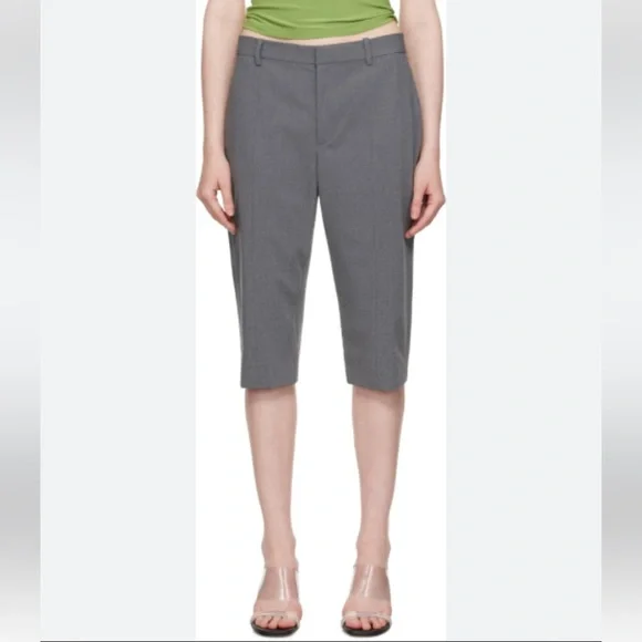 Sandy Liang Melvin Capri Length Trouser Pant in Grey NWT Wool Blend